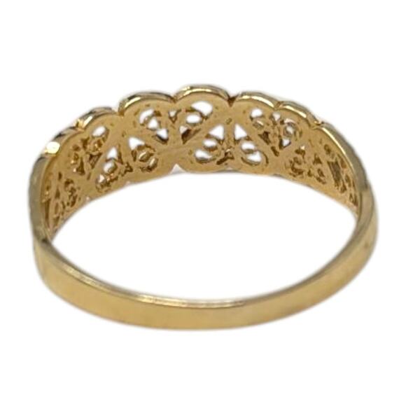 B&M 14K Yellow Gold Filigree Heart Band Ring Size 9 – 1.88g - Picture 2 of 6